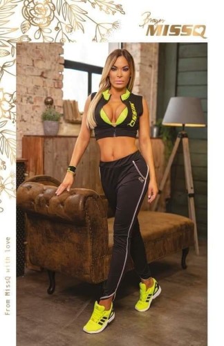 Missq E.libbi garnitúra neonzöld-fekete 