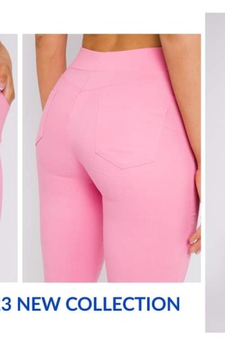 Warp Zone Avilles elasztikus push up-os vászon nadrág-rózsaszín