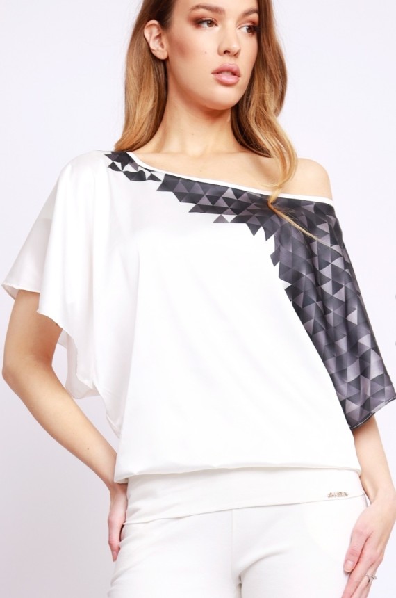 AMNESIA Timotea felső - fehér-fekete