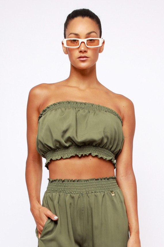 AMNESIA Frézia top - khaki