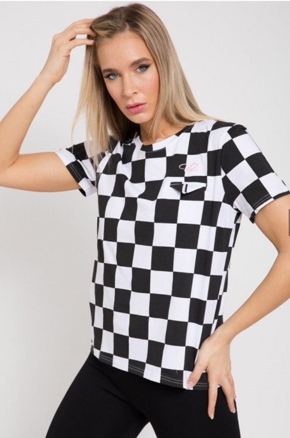 Otavia hímzett kockás pamut felső 