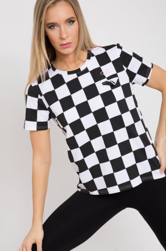 Otavia hímzett kockás pamut felső 