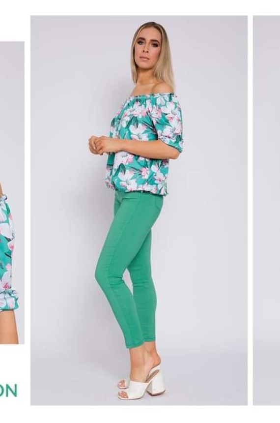 Warp Zone Avilles elasztikus push up-os vászon nadrág-zöld 