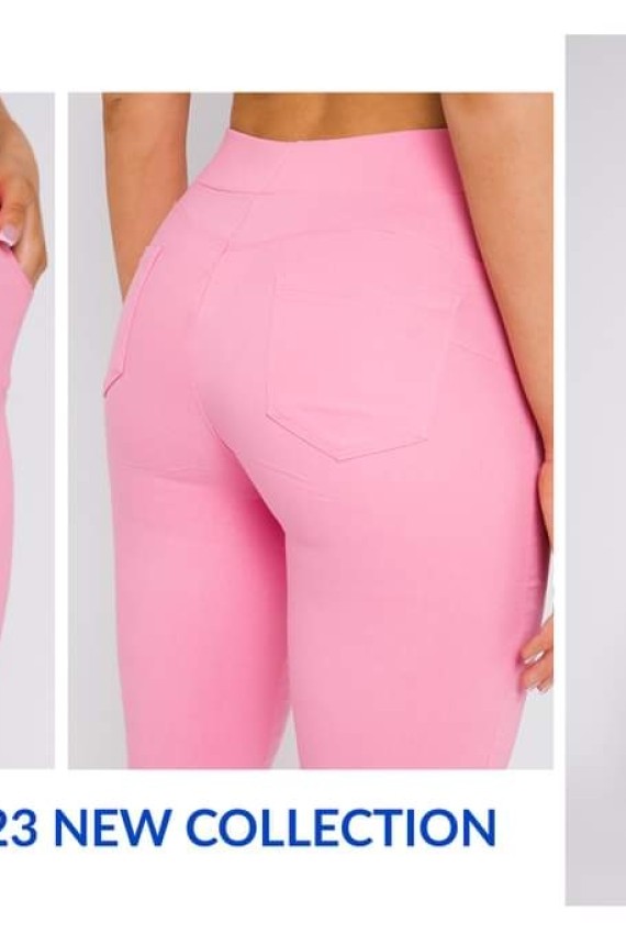 Warp Zone Avilles elasztikus push up-os vászon nadrág-rózsaszín