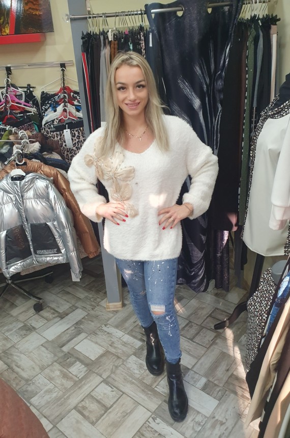 Kötött szörmés pulóver 