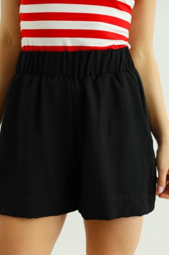 TASIA Len hatású Short - Fekete