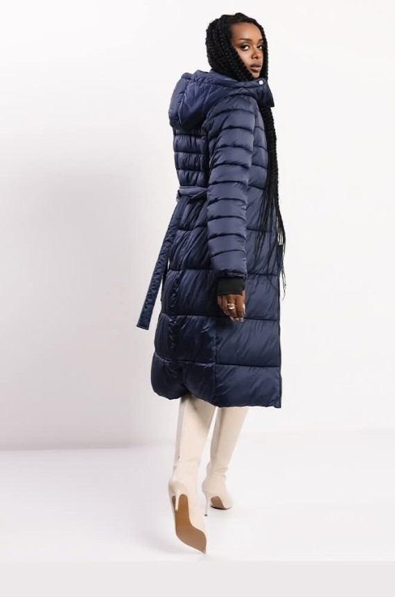 Amnesia Blanka steppelt hosszú télikabát-kék
