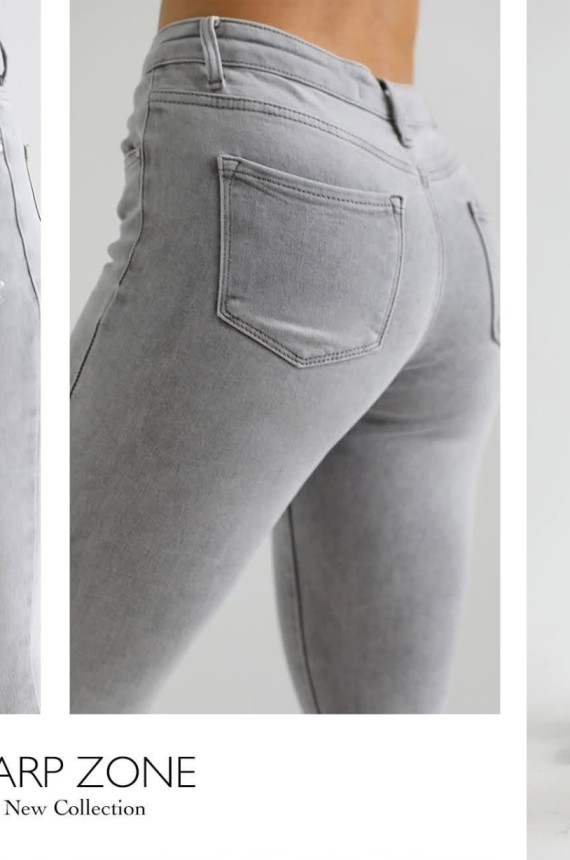 Warp Zone gombos elasztikus farmernadrág-szürke