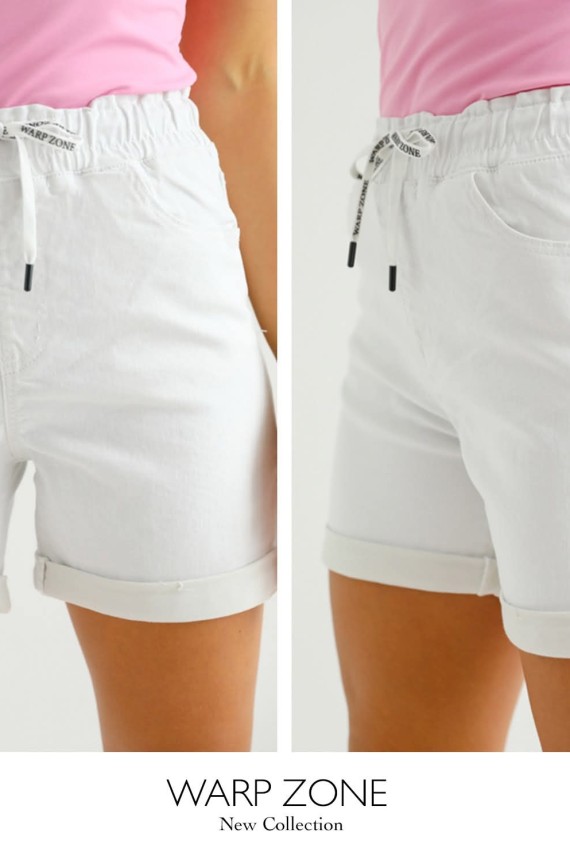 Warp Zone PANNI - Fehér Farmer Rövidnadrág